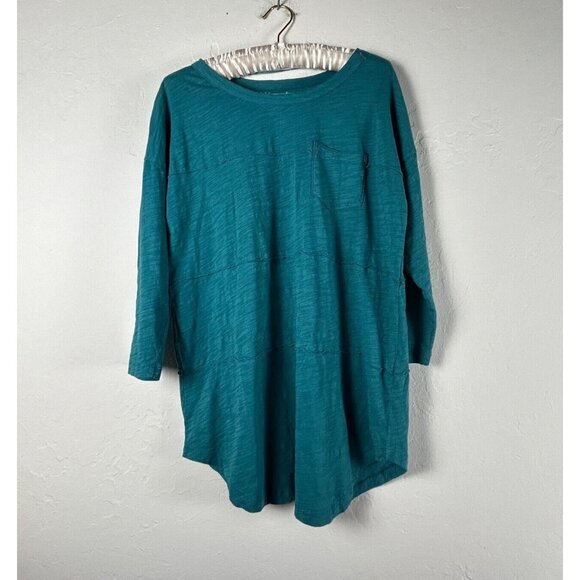 Soft Surroundings Womens Boat Neck 3/4 Sleeve Tunic Top Small Green/Grayish - Picture 1 of 7